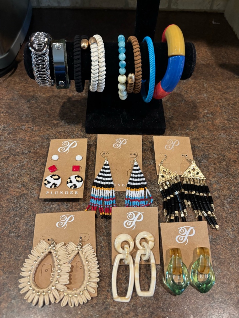 💛Plunder Multicolor new jewelry bundle bracelets and earrings